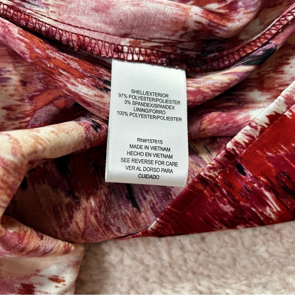Nicole‎ Miller Abstract Maxi Trapeze Dress Maroon Pink Coral Size Large Event - Picture 4 of 11